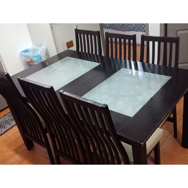 6 Seater Extendible Dining Set With, Glass Dining Room Table Chairs Philippines
