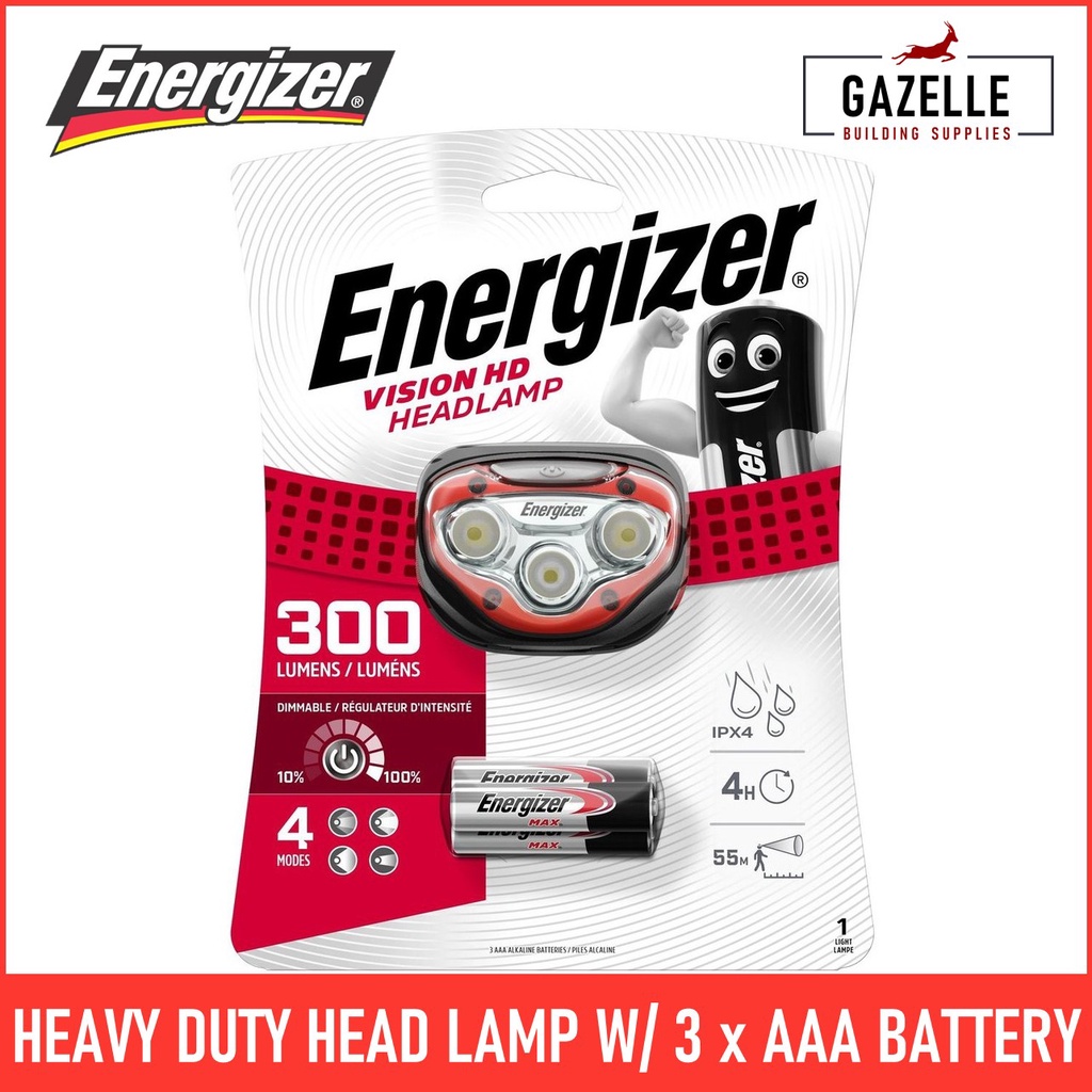 Energizer Vision LED Headlamp 300 Lumens HDB323 Headlight Ultra Bright