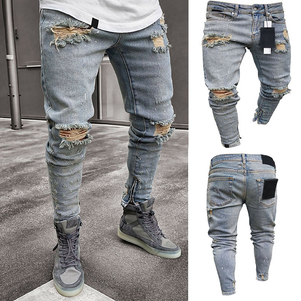 mens ripped distressed jeans