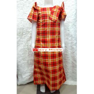 checkered filipiniana dress