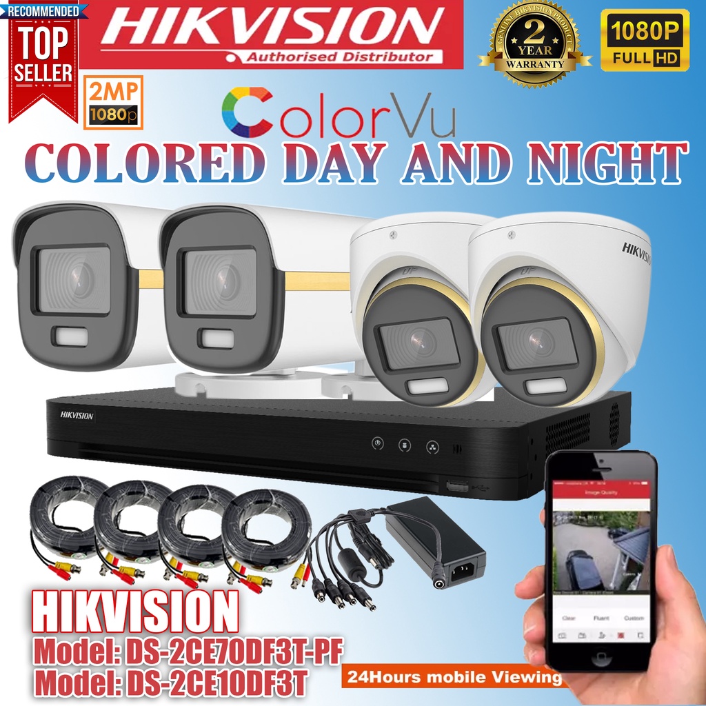 Hikvision COLORVU 4CH 2MP CCTV Package DIY Kit 1080P with Mobile ...