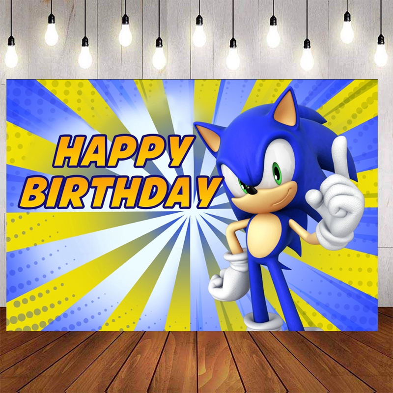 Sonic Birthday Backdrop Cartoon Characters Blue Yellow Photography  Background for Children Party Decoration Custom Name Photo | Shopee  Philippines