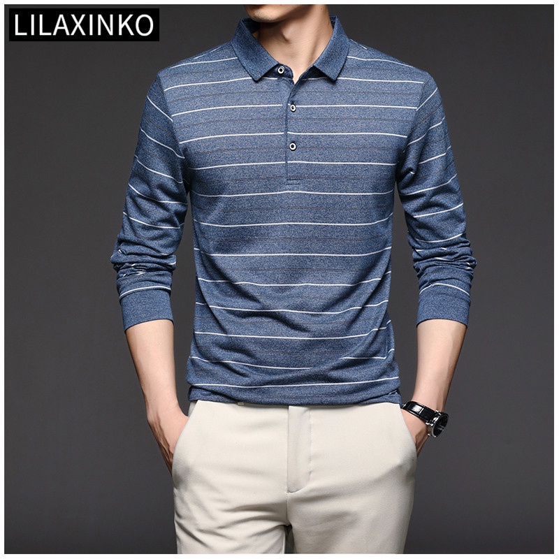 4 Color Striped Stripe Long Sleeve Polo Shirt Men T Shirt Shirts Polos ...