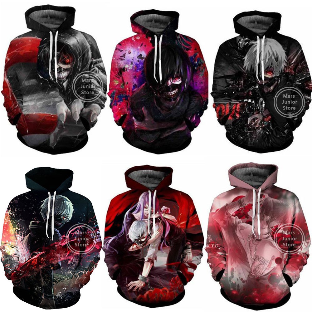 Ready Animation Tokyo Ghoul Cosplay Kaneki Ken Men Clothing Long Sleeve 3d Hoodie Casual Outwear Shopee Philippines