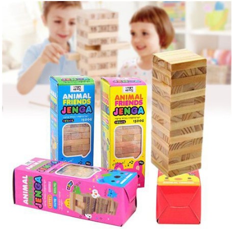 Animal Friend Wooden Jenga Korean Games Blocks and Building Toys and Game  48 pcs | Shopee Philippines