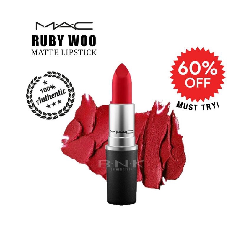 AUTHENTIC MAC RUBY WOO Matte Lipstick Best Seller Standard size