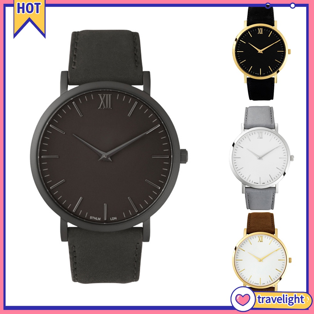 【TL】Fashion Analog Roman Numerals Big Round Dial Quartz Men Wrist Watch Xmas Gift