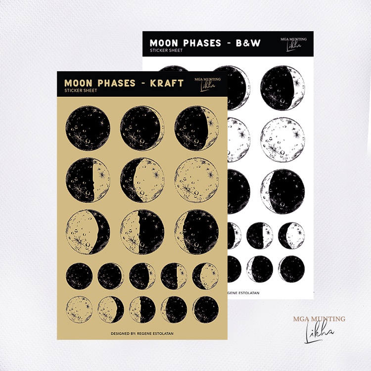 LIKHA Moon Phases Sticker Sheet (Aesthetic Stickers for Planners and ...