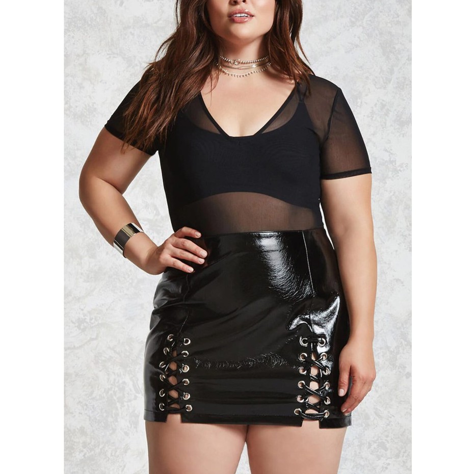 plus size lace up skirt