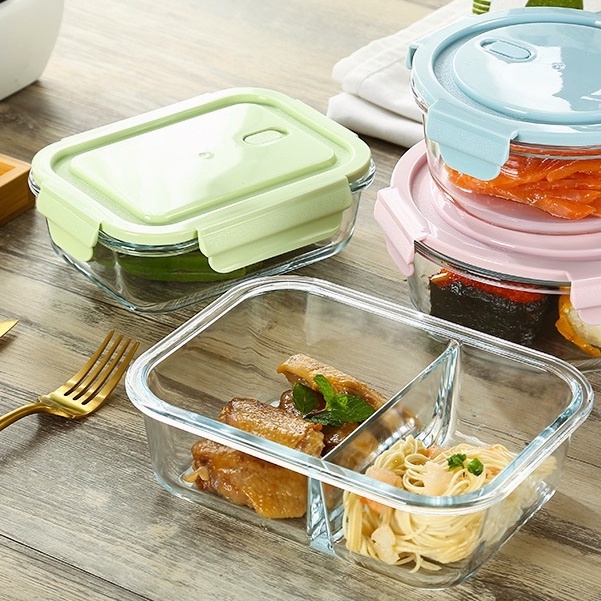 Glass Lunch Box Leak Proof Microwave Lunch Bento Box With Lid For Meal
