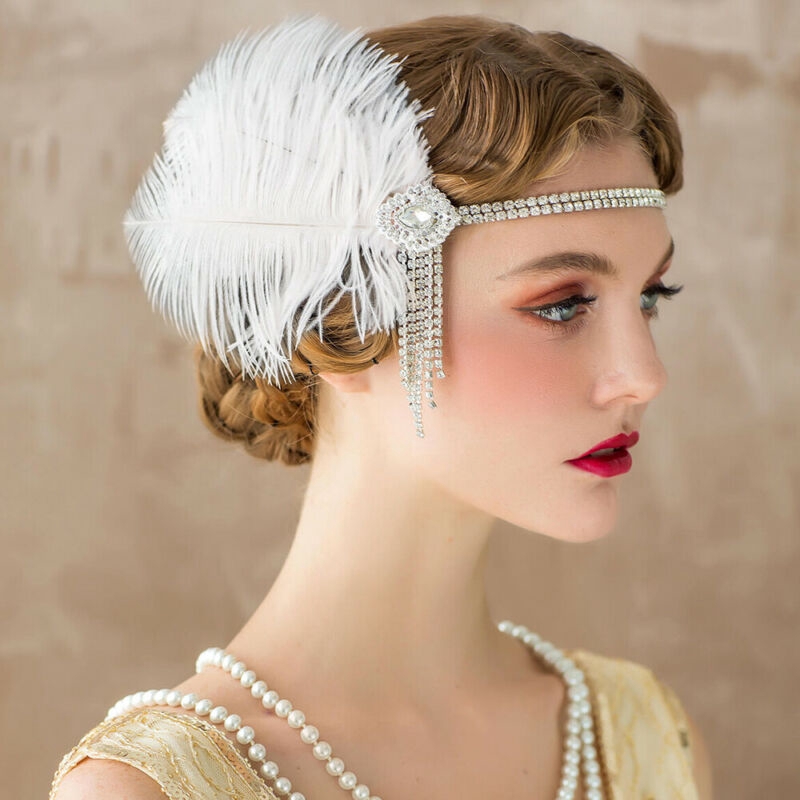 1920 S Headpiece Great Gatsby Flapper Headband Bridal Crystal