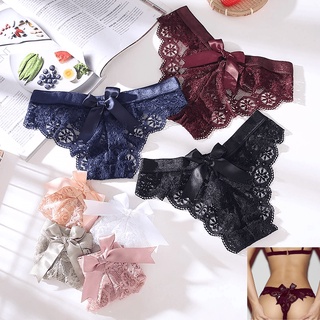 Ready Stock ! Sexy Women's Panties Lace Panties for Woman Hot Underwear Womens With Bow T back Thongs Lingerie Female Low Rise Lady Panty Size S-XL Dropshipping