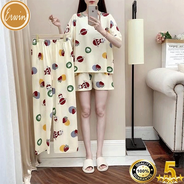 nigthies sexy sleepwear 2022 Korean Style 3in1 Terno Pajama and short ...