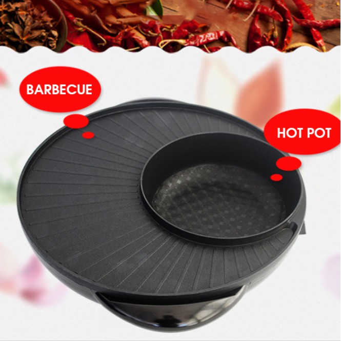 Electric BBQ Korean Samgyupsal Cooking 2 IN 1 Grill With Hotpot 1200W ...