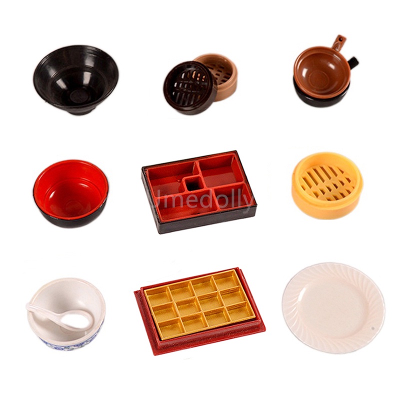 1:6 Scale Miniature Dollhouse Empety Bowl Dish Pot Mini Foods DIY Pretend Play Kitchen for