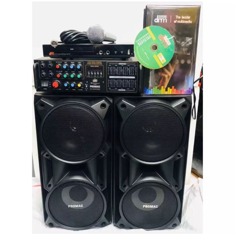 Videoke Set Promac Amplifier and Speaker with megapro doremi dvd player