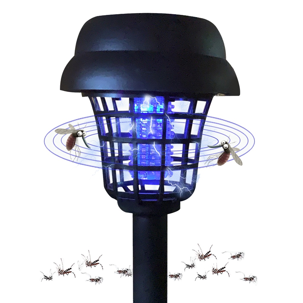 2PCS Solar LED Spotlights,Fheaven Garden Lawn Double Head Solar Powered LED Light Mosquito Pest Bug Zapper Insect Killer Lamp 