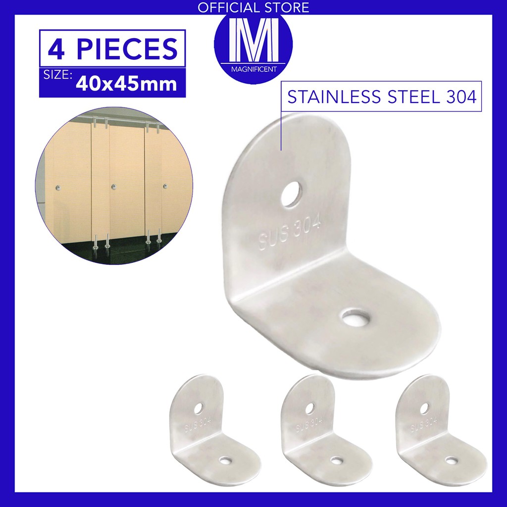 Stainless Steel 304 Bracket Bathroom Toilet Partition 4 Pieces 