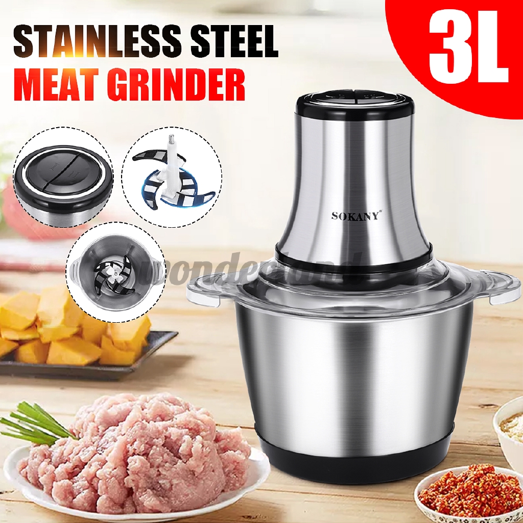 2 Speed 3L Multifunction Electric Meat Grinder Food 304 Stainless Steel