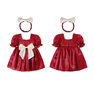 Summer Toddler Girl Dress Petal Sleeve Loose Dress Casual Ruffled Dresses Wedding Party Birthday Tutu Dress Solid Back Bowknot A Line Dresses Children Outfit #6
