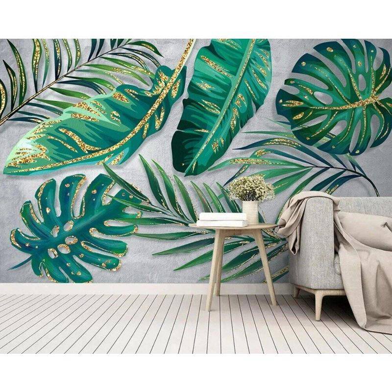 Customized Modern Personality Wallpaper Tropical Plant Leaves