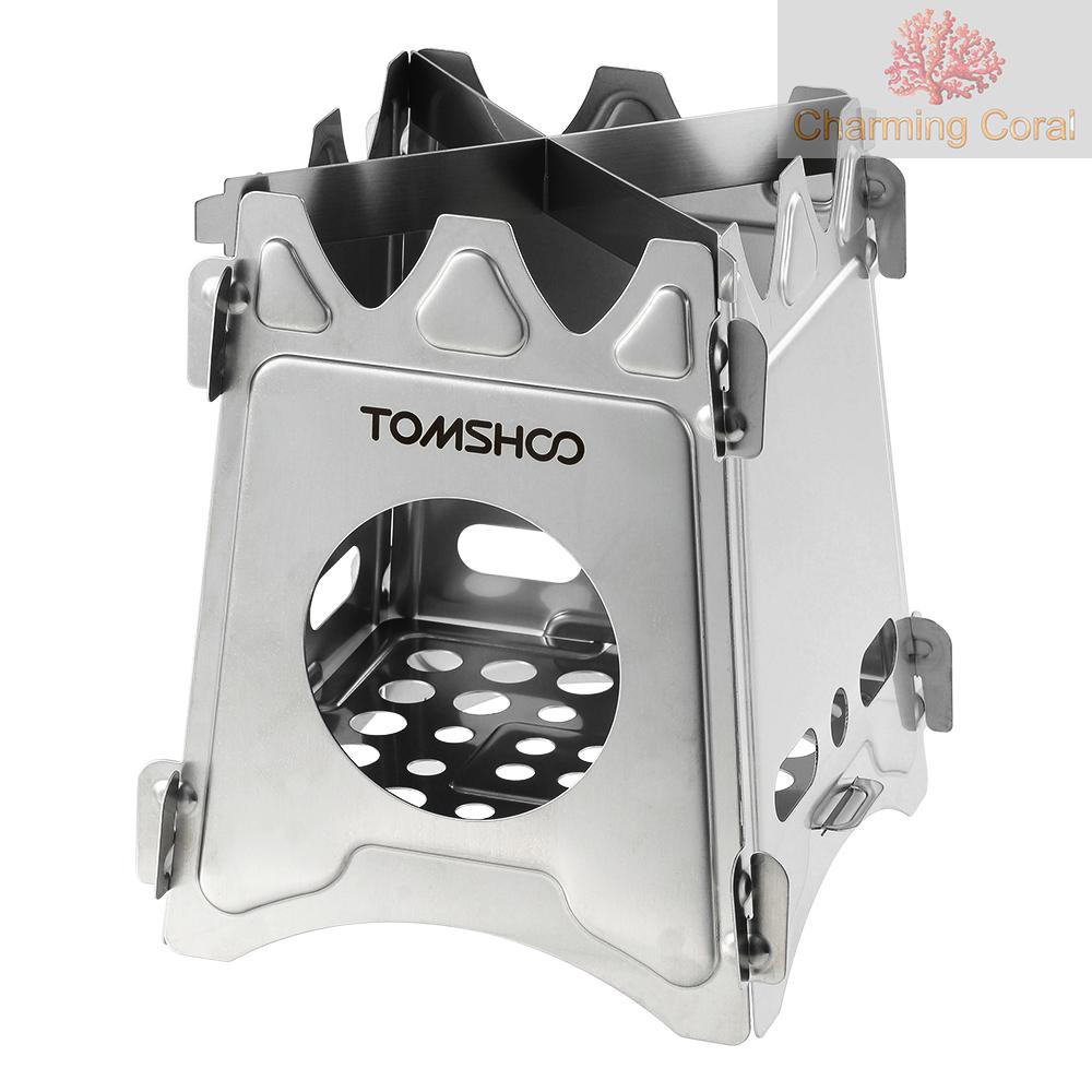 CHAR TOMSHOO Camping Wood Stove Portable Folding Lightweight Titanium Wood Burning Backpacking 