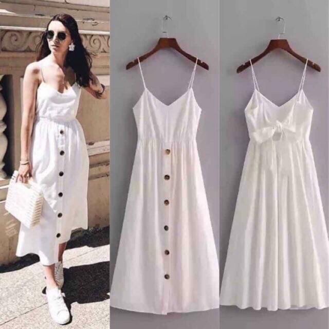 white ribbon dress