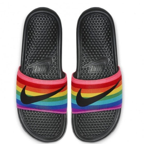 nike slippers rainbow