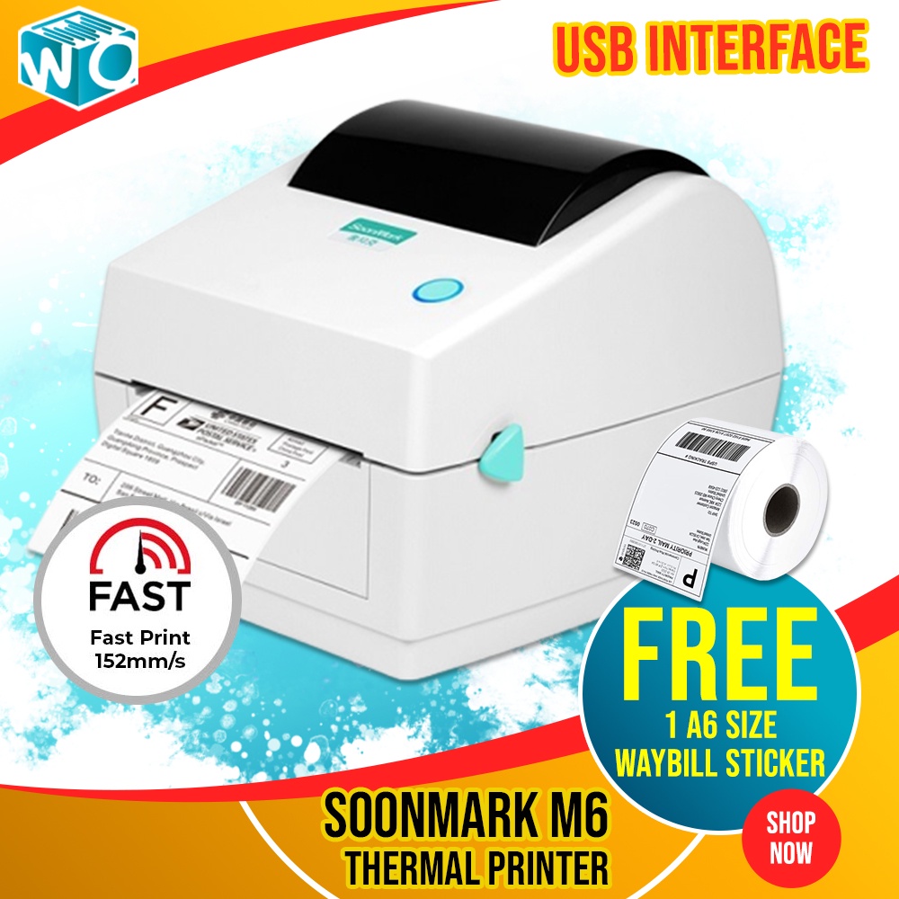 Thermal Printer Soonmark M6 Direct Thermal Printer Barcode Label FREE