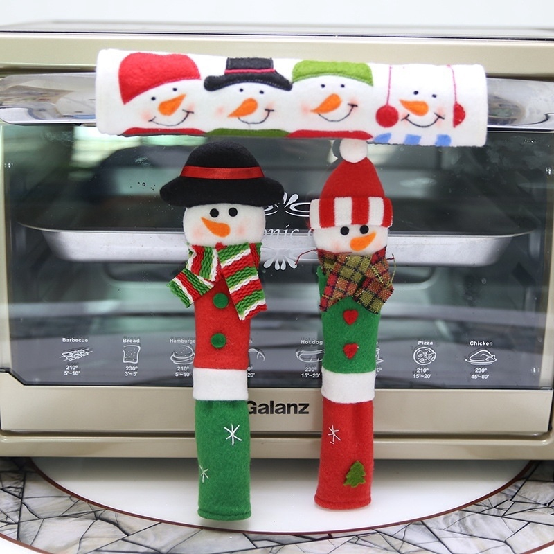 3pcs Christmas Refrigerator Door Handle Cover Santa Claus Snowman