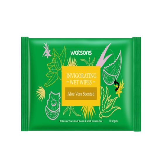 Watsons Invigorating Wet Wipes Aloe Vera Scented 10 Wipes Shopee