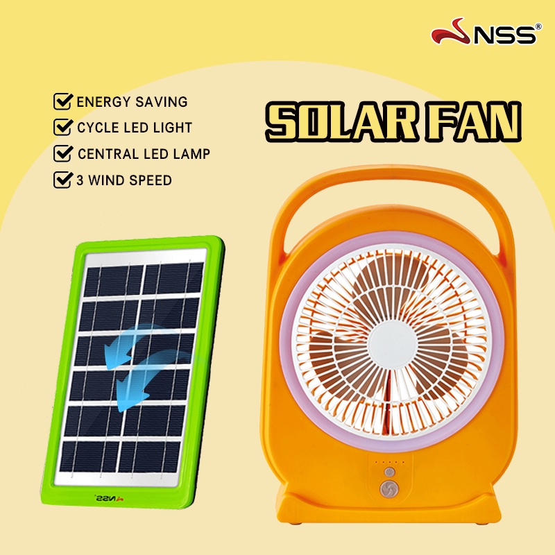 Nss Solar Fan 8rechargeable Fan Electric Portable Square Fan Led Night