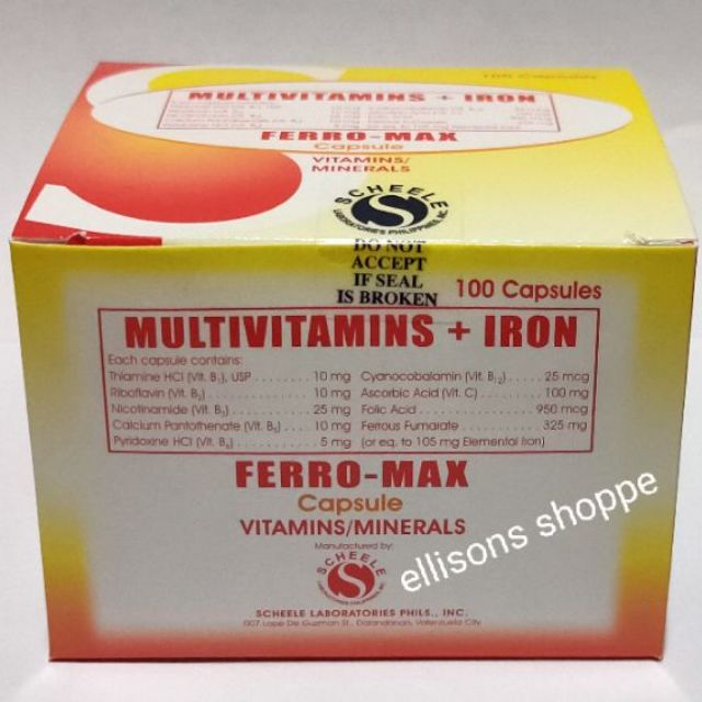 FERROMAX Multivitamins + Iron 100 Capsules Shopee Philippines