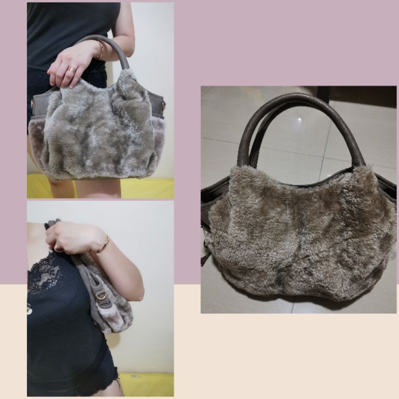 Preloved Shoo La Rue Fur Handbag Pwede Lagyan Ng Sling Shopee Philippines
