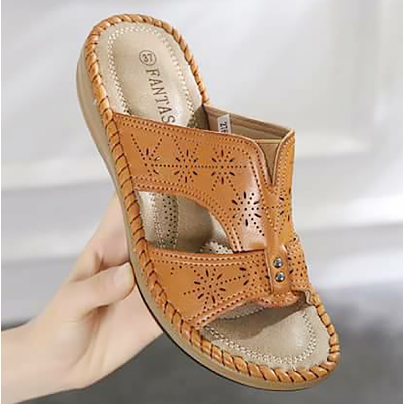 leather sandals slip on