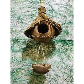 Bird house cogon with Feeder (1 Hole). #2