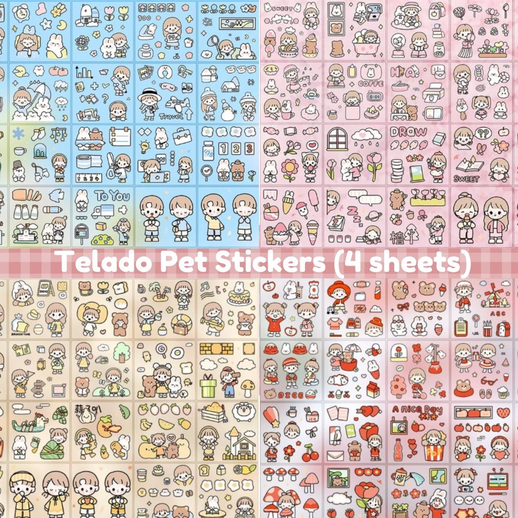 Kawaii mini pet stickers die cut (4 sheets) Shopee Philippines
