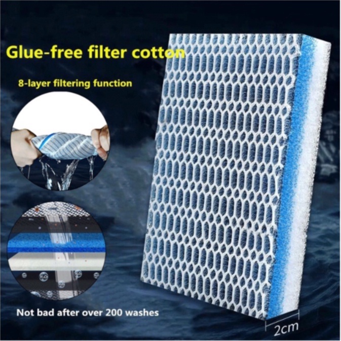 Reusable Aquarium Filter Sponge Fish Tank Filter Media No Glue Foam Bio