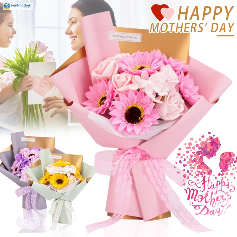 Diy Soap Flower Gift Sunflower Rose Bouquet For Birthday Mothers Day Anniversary Wedding Festival Shopee Philippines