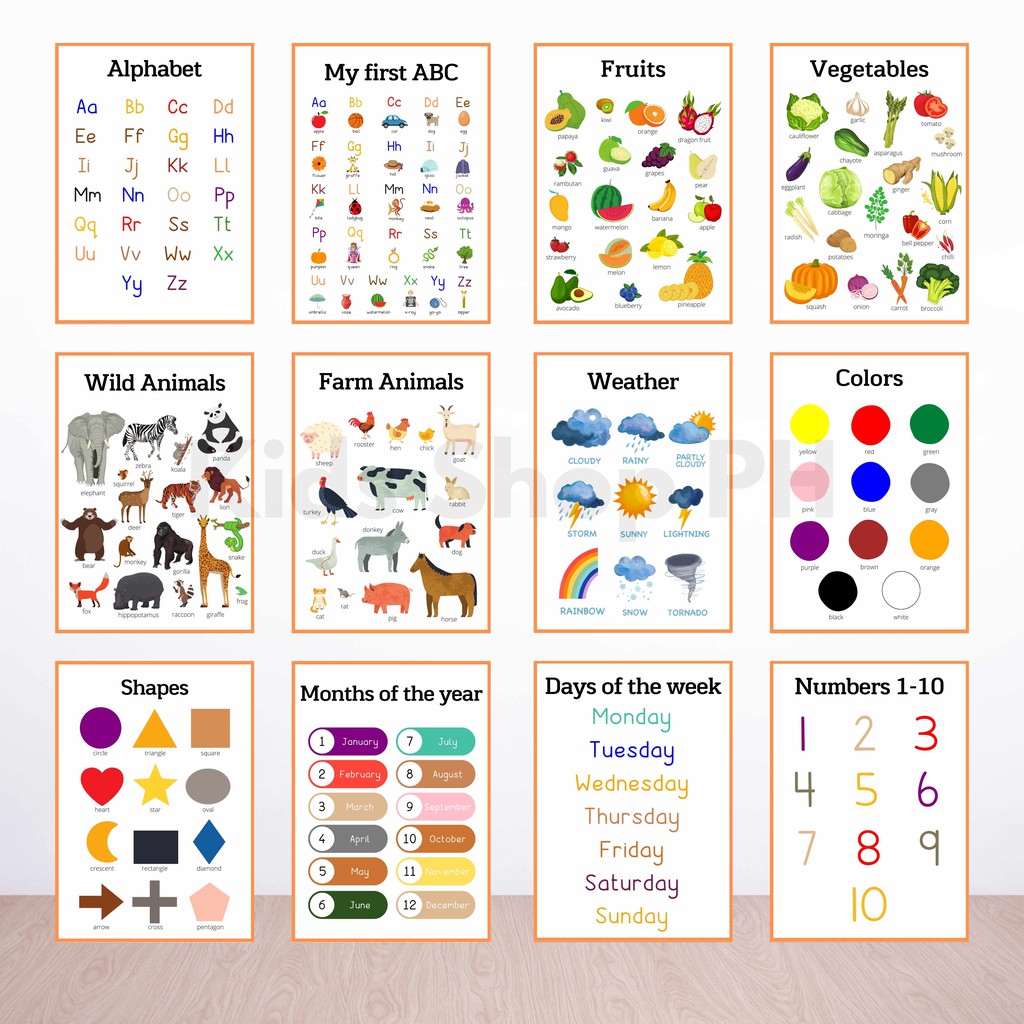 Minimalist Laminated Educational Charts A4 Shopee Philippines 