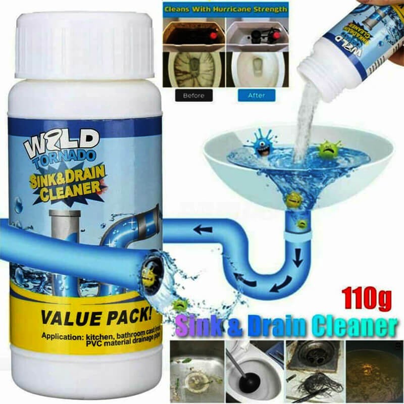 Wild Tornado Powerful Sink And Drain Cleaner For Kitchen Toilet Pipe Dredging 110g Bottle Shopee Philippines