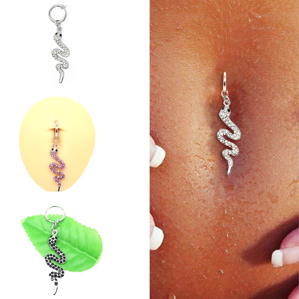 Crystal Faux Body Piercing Jewelry Sexy Belly Button Rings Snake Fake