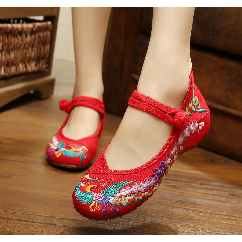 Chinese Old Beijing Women Wedges Embroidered Cloth Shoes Casual Dance flat Shoes