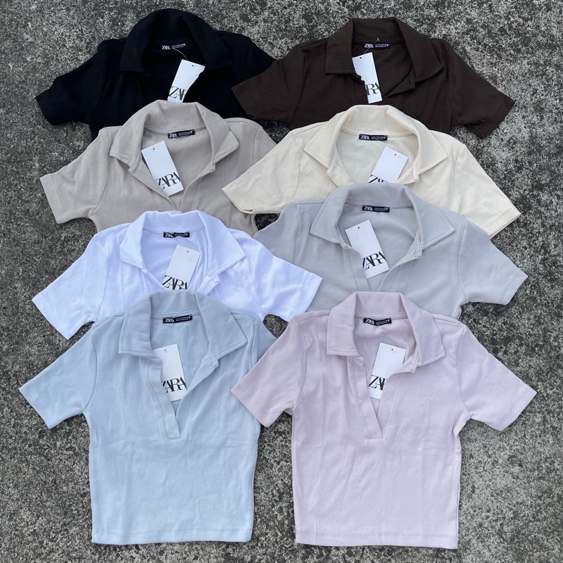 ZARA RIBBED POLO CROP TOP Shopee Philippines