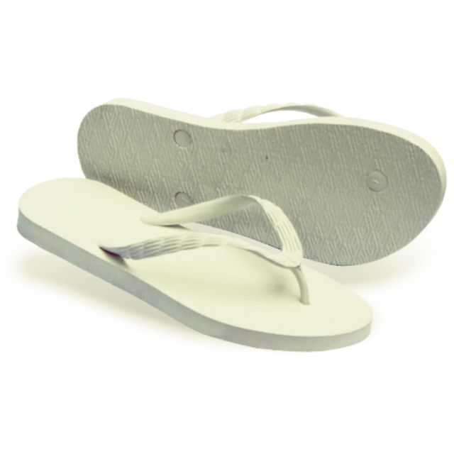 white beach slippers