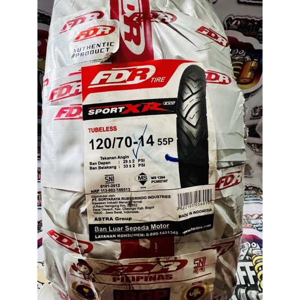 FDR SPORTS XR EVO 120/70/14 WITH SEALANT AND TIRE VALVE | Shopee ...