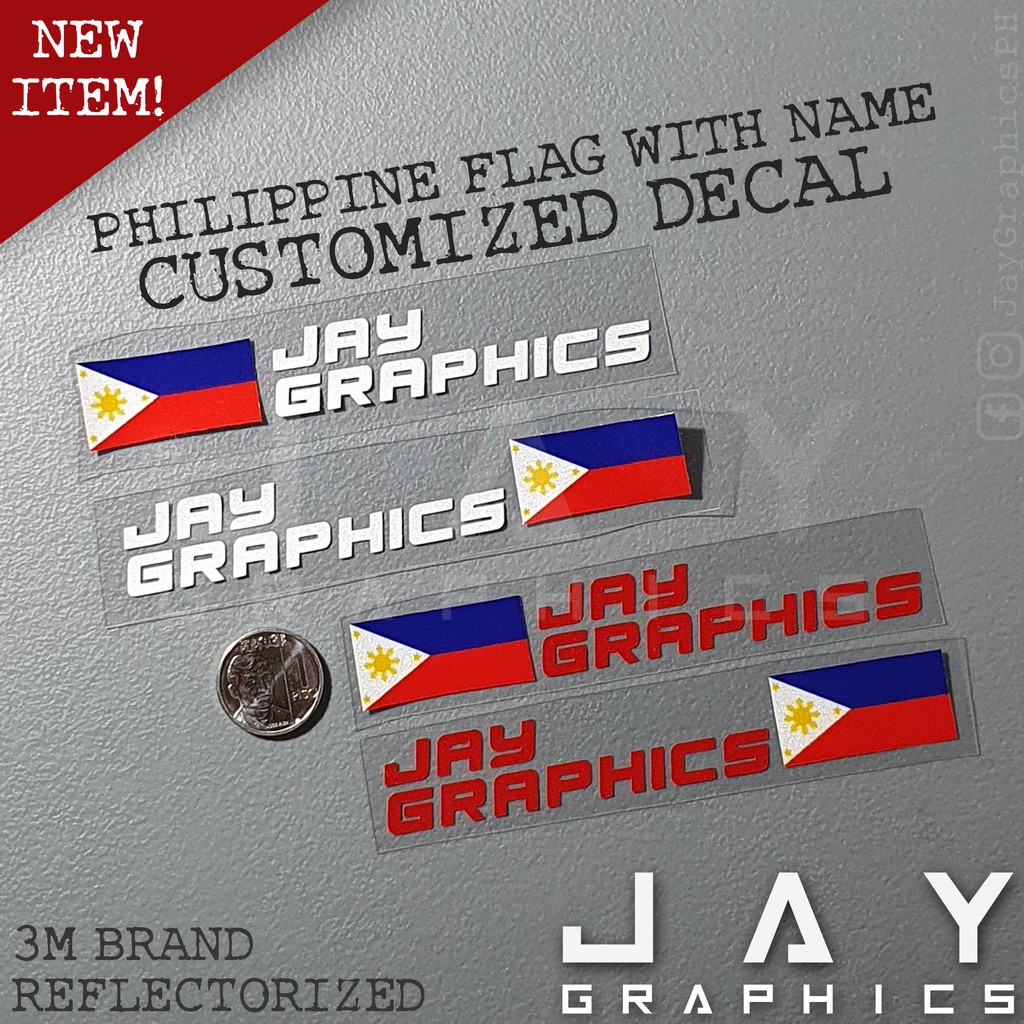 Ph Flag With Name Customized Decal 1 Pair Shopee Philippines