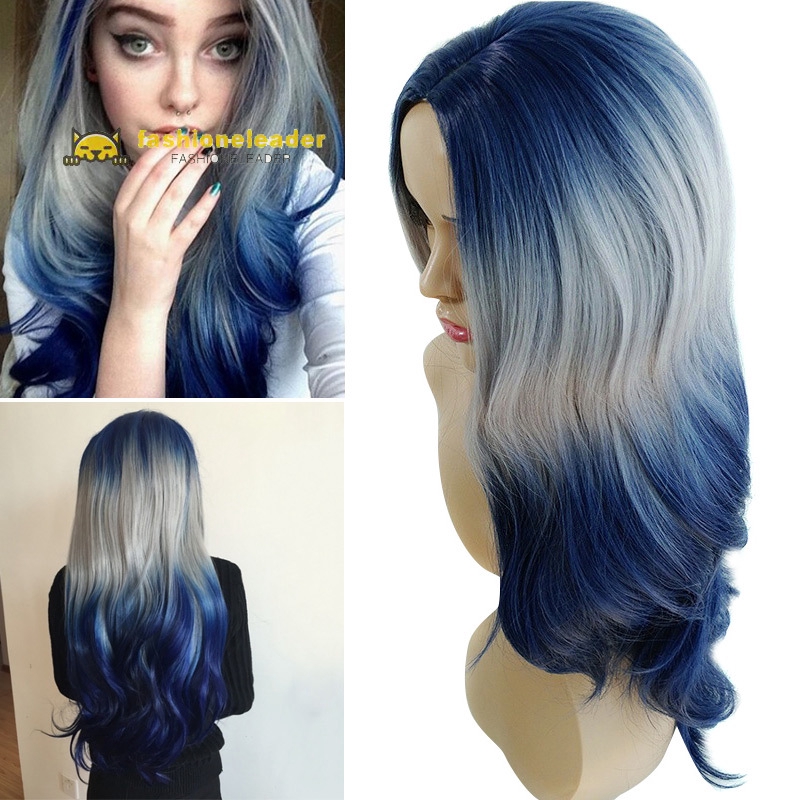 blue grey wig