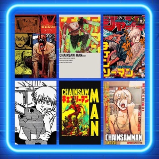 Chainsaw Man Anime Aesthetic Pictures Poster Coated Minimalist Polaroid Vintage Retro Wall Collage #1