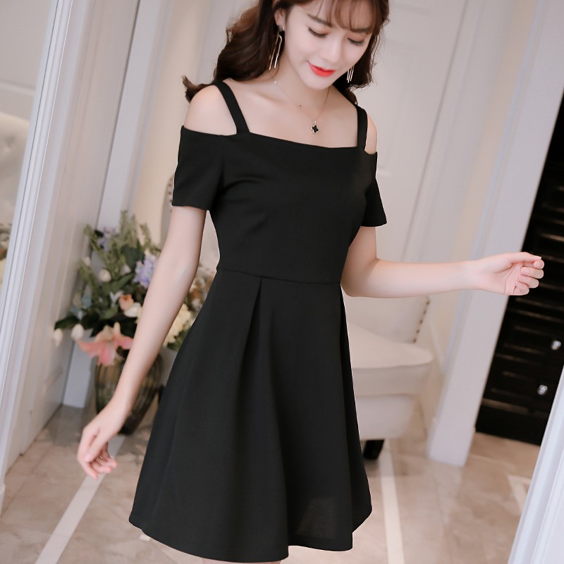 Off Shoulder Dress One Piece Dress Girls Short Sleeve Halter Dress Shopee Philippines